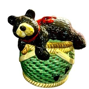 Black Bear Fishing Cookie Jar